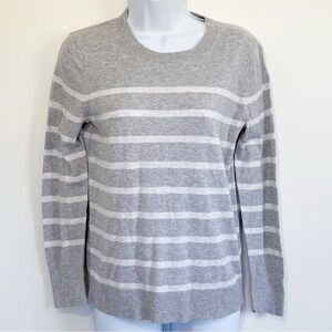 BANANA REPUBLIC Long Sleeve Sweater Crew Neck Gray White Stripes Size Medium